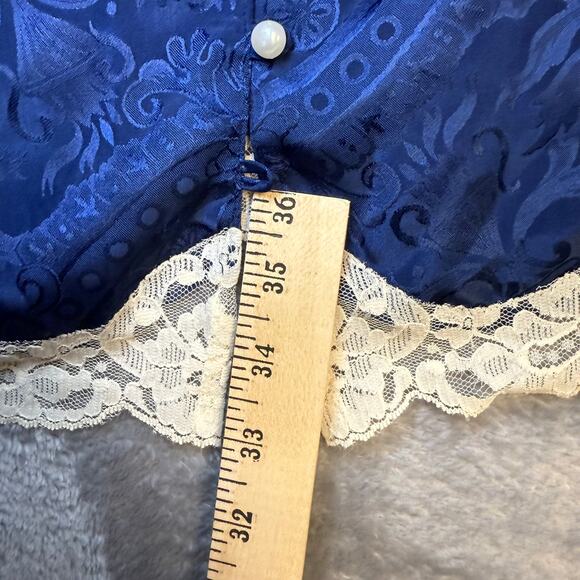Vintage Victoria's Secret Women's Size M Blue Satin Lace Camisole Tank Button - Picture 11 of 12